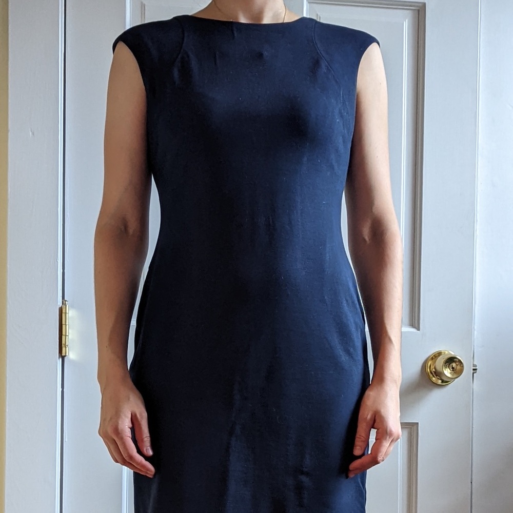 Vince Camuto Navy Lined Sheath Dress Size 4
